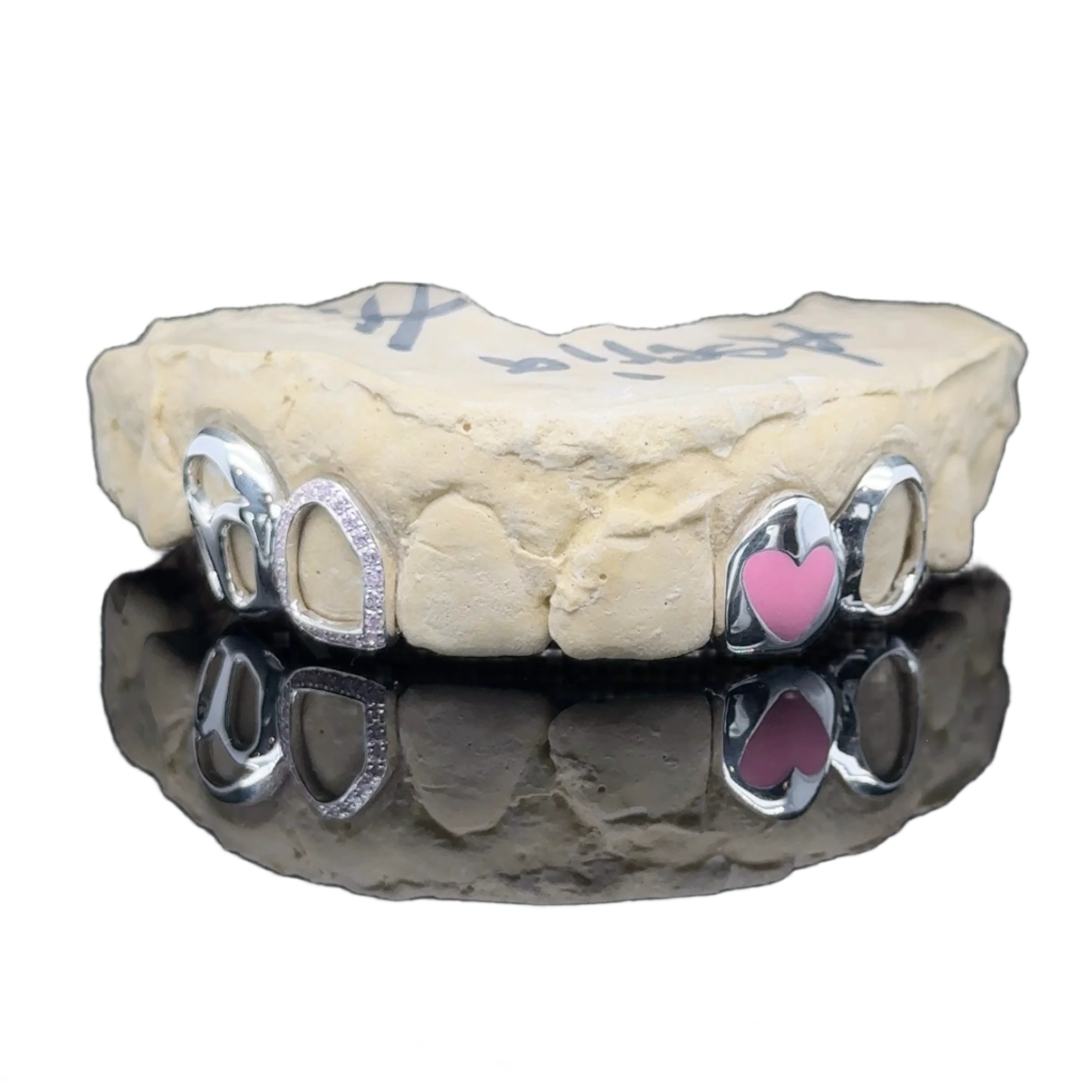 Aries Gem Frame Enamel Heart Grillz
